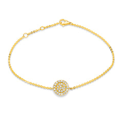 pave disc bracelet in yellow gold