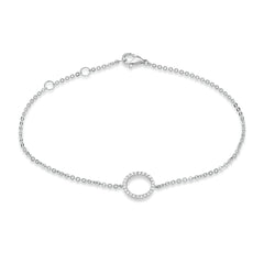 open circle diamond bracelet in white gold
