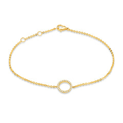 open circle diamond bracelet in yellow gold