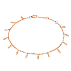 willow leaf bracelet with diamonds in rose gold