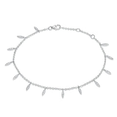 willow leaf bracelet with diamonds in white gold