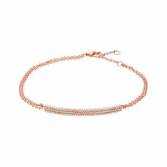 diamond pave bar bracelet in rose gold
