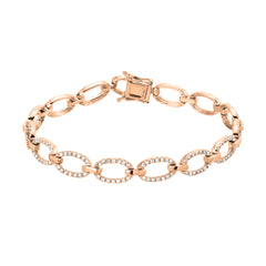 14k rose gold stylized chain pave diamond bracelet