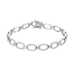 14k white gold stylized chain pave diamond bracelet