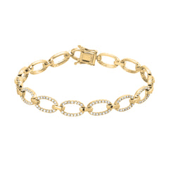 14k yellow gold stylized chain pave diamond bracelet