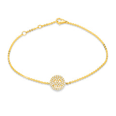 smiley face pave bracelet with diamonds in 14k yellow gold