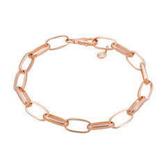 hand made chain bracelet with large links in 14k rose gold