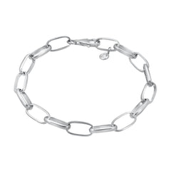 hand made chain bracelet with large links in 14k white gold