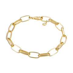 hand made chain bracelet with large links in 14k yellow gold