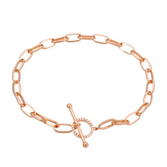 hand made chain bracelet with toggle closure in 14k rose gold