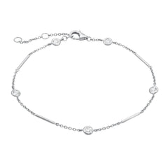 Unity Chain bracelet with station diamonds in white gold