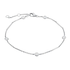 Unity Chain bracelet with station diamonds in white gold