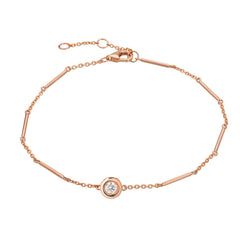 unity chain bracelet with single diamond in rose gold