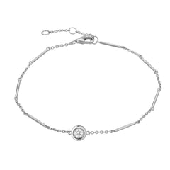 unity chain bracelet with single diamond in white gold
