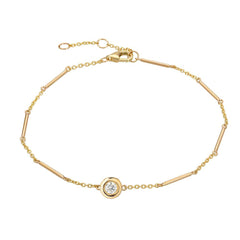 unity chain bracelet with single diamond in yellow gold