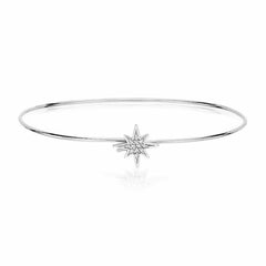 starburst hook bangle with diamonds in white gold