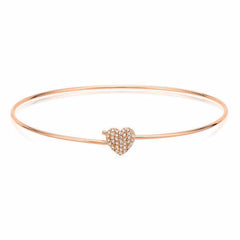 heart pave hook bangle in rose gold