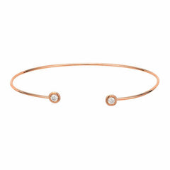 Open Bangle with Bezel Set Diamond tips in rose gold