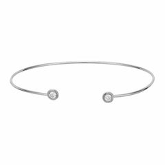 Open Bangle with Bezel Set Diamond tips in white gold
