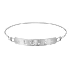 love plaque bangle in white gold with diamonds