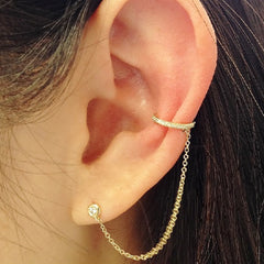 cuff chain bezel post single earring