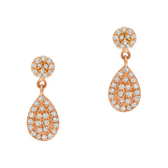 mini pave dangle earrings in solid 14k gold with diamonds