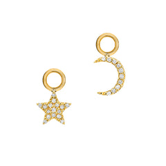 moon and star charm earrings