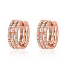three row pave diamond huggies