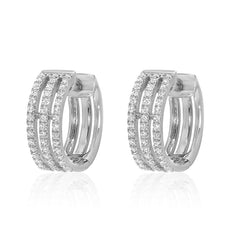three row pave diamond huggies