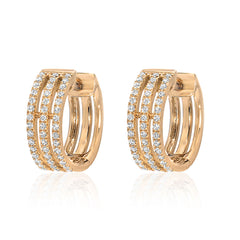 three row pave diamond huggies
