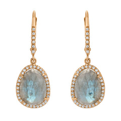 sweet dangling diamond haloed labradorite earrings