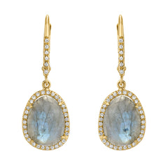 sweet dangling diamond haloed labradorite earrings