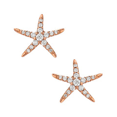 14k gold and diamond star fish stud earrings