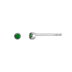 tiny colored stone bezel post earrings