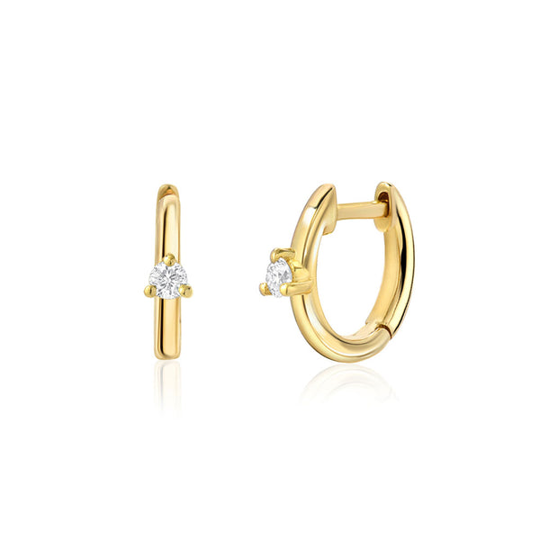 Petite Souli Huggies | Mini Gold and Diamond Hoop Earrings | Liven Co ...