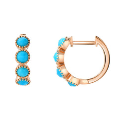 turquoise and gold huggie hoop earrings