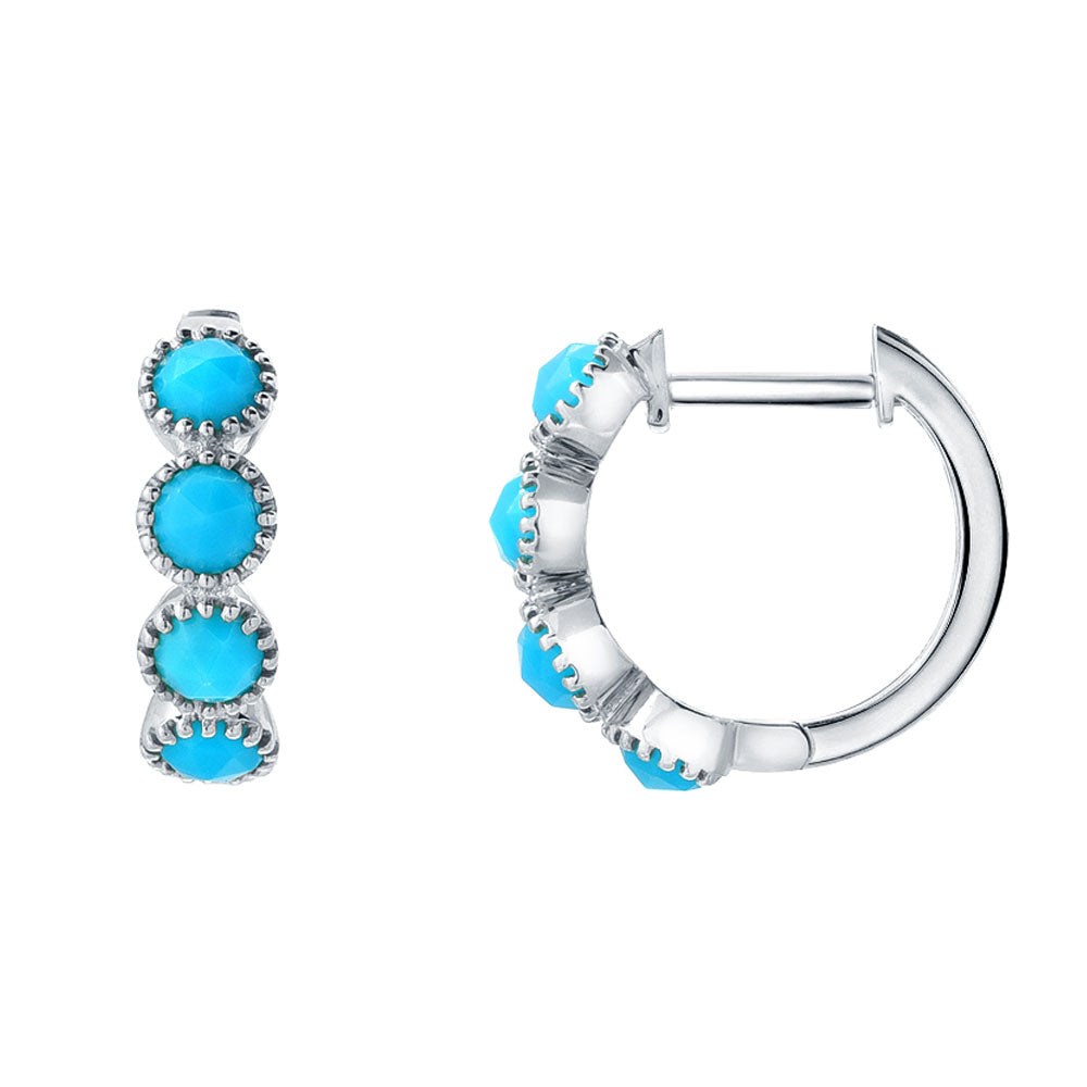 ターコイズ Turquoise HUGGIES ピアス★Luxdivine #1030 Turquoise Huggie Earrings | Gold and Turquoise Hoops at