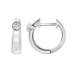 tapered chunky high polish huggies with bezel set diamonds