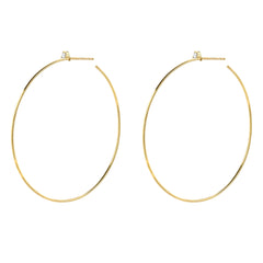 50mm Souli hoops with diamonds at the top in 14k yellow gold