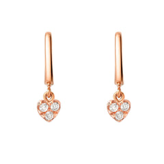 petite high polish huggies with dangling mini diamond hearts