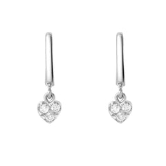 petite high polish huggies with dangling mini diamond hearts