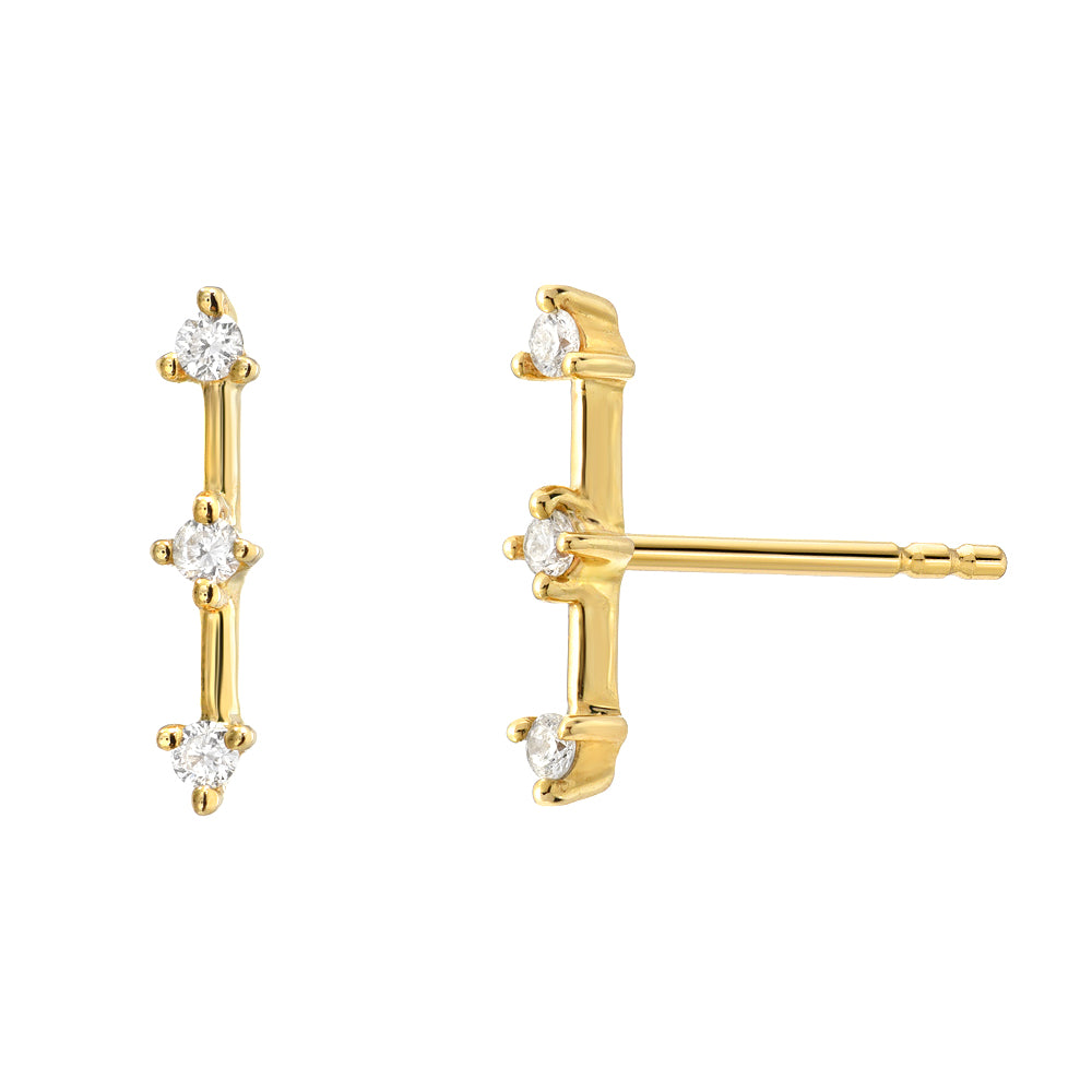 constellation bar post earrings with diamonds 