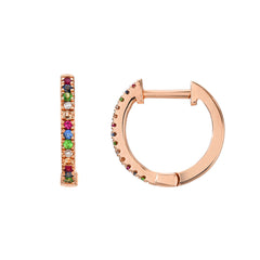 rainbow multicolor sapphire huggie hoops