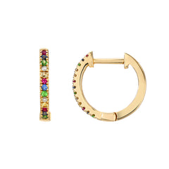 rainbow multicolor sapphire huggie hoops