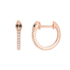 snake huggie hoop earrings in gold and diamonds