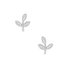 mini leaf sprout post earrings