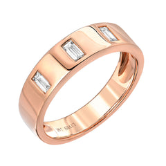 triple baguette diamond cigar band in 14k gold