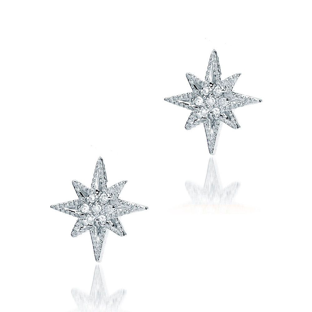 14k gold starburst stud earrings with diamonds