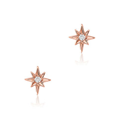 14k gold starburst stud earrings with diamonds