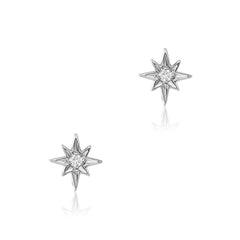 14k gold starburst stud earrings with diamonds